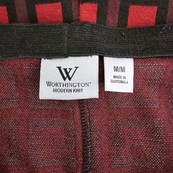 Worthington Classic Checker Geometric Stretch Elastic Pull On Knee Length Skirt - Picture 5 of 6